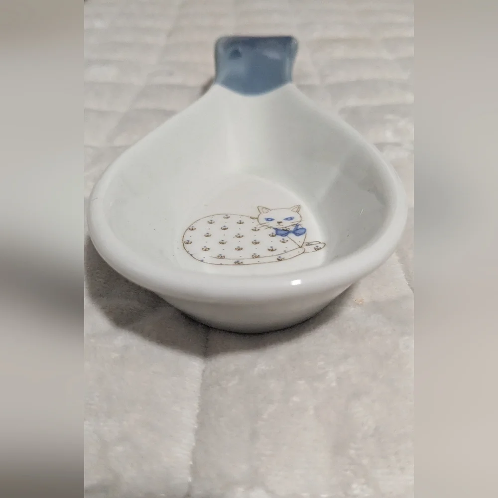 Sweet Vintage Otagiri Flower Cat Spoon Rest, Holder, Made In Japan, Cat